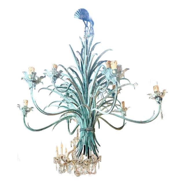 Late 20th Century Coco Chanel Style Sheaf of Wheat Chandelier For Sale