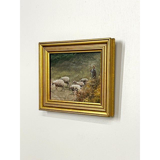 Traditional Vintage Mini Selection Painting of Shepherdess and Sheep For Sale - Image 3 of 11