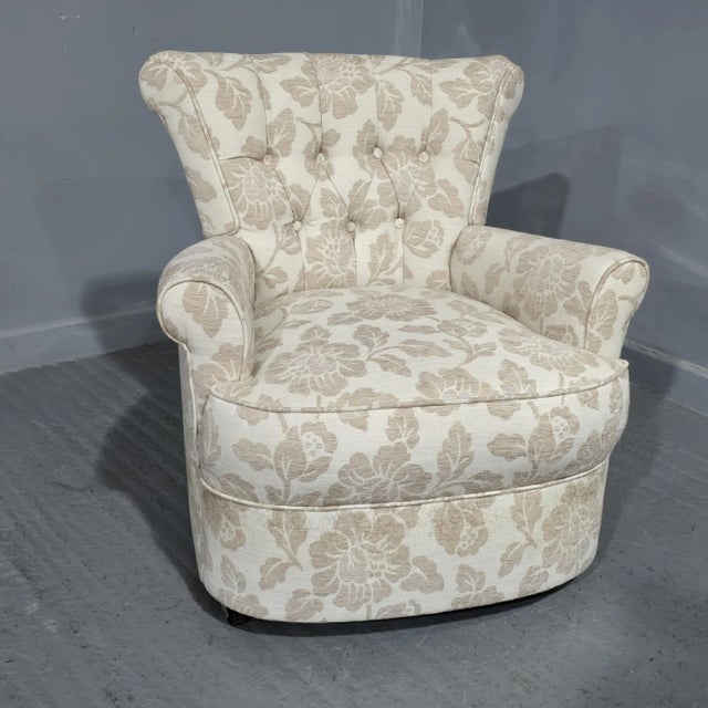 Textile Linen Boudoir Chair, 1970s For Sale - Image 7 of 7