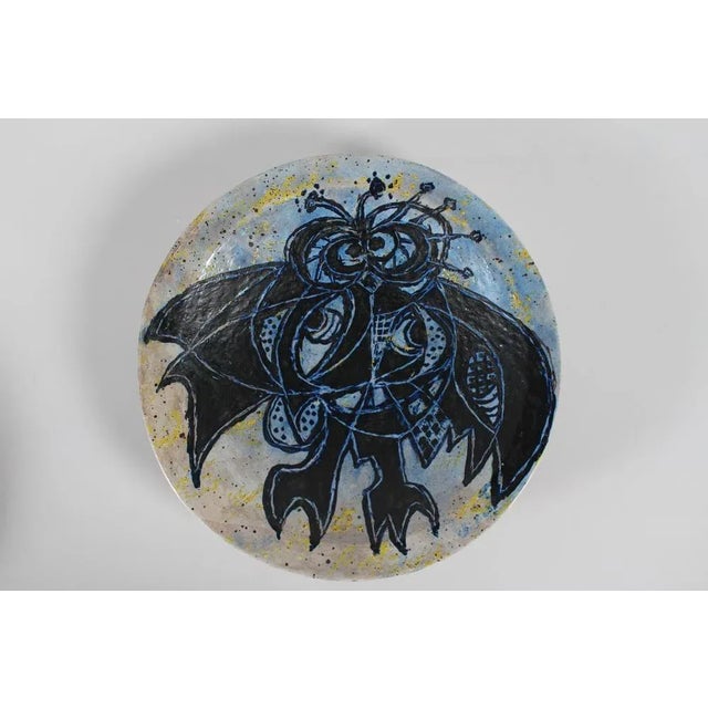 Danishl Round Ceramic Dish with Figurative Bat Motif by Leif Messel, 1997 For Sale - Image 12 of 12