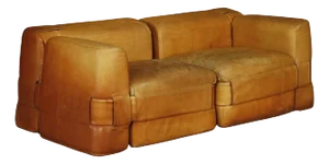 Original 932-Quartet Leather Sectional Sofa by Mario Bellini for Cassina, 1964 - 2 Pieces