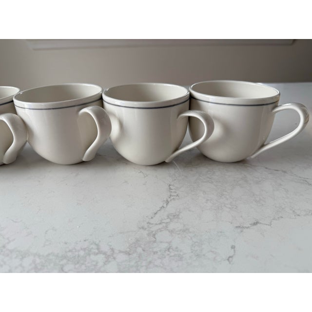 Ceramic John Julian Simple Porcelain Mugs With Grey Line, Made in England- Set of 6 For Sale - Image 7 of 12