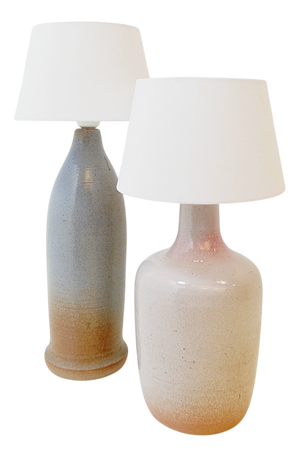 Vintage Two-Tone Finish Ceramic Table Lamps, 1980s, Set of 2