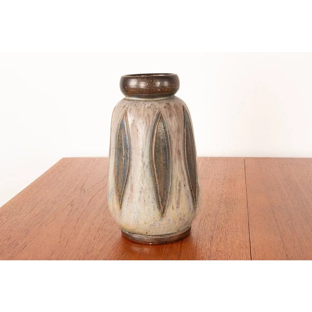 Ceramic Art Deco Vase in Green and Gray Glazed Ceramic by Edouard Grégoire, 1920s For Sale - Image 7 of 12