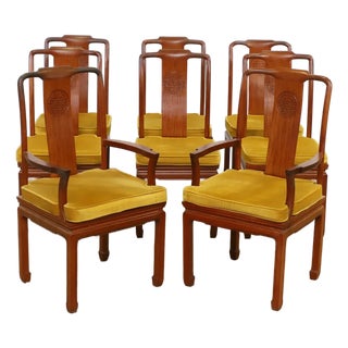 Mid 20th Century George Zee & Co. Anglo-Chinese Teak Extendable Dining Chairs - Set of 8 For Sale