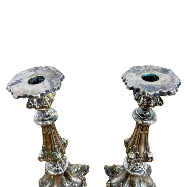 Art Nouveau Silver-Plated Candlesticks, 1890s, Set of 2 For Sale - Image 3 of 9