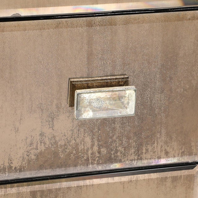 Hollywood Regency Modernist Hollywood Regency Style Smoked Bronze Mirrored Chest of Drawers For Sale - Image 3 of 18