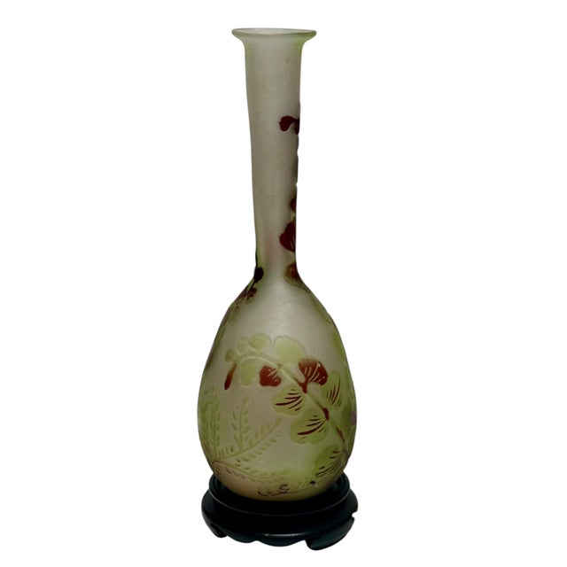 Art Nouveau Antique Art Nouveau Galle Cameo Glass Vase For Sale - Image 3 of 5