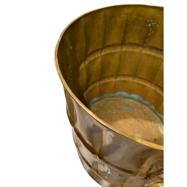 Metal Large Tarnished-Brass Jardiniere With Handles For Sale - Image 7 of 13