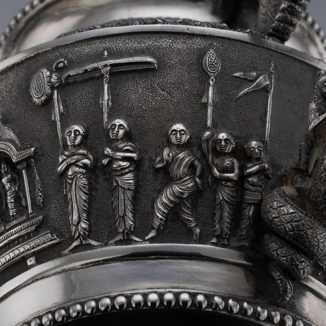 Antique 19th Century Indian Silver Cobra Handled Sugar Bowl, Madras, 1890 For Sale - Image 15 of 18