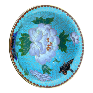 1950s Chinese Bowl With Champleve Enameling on the Outside and Cloissone on the Inside