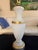 Mid 20th Century White Frosted Glass Lamps With Gilt Highlights - A Pair For Sale - Image 4 of 7