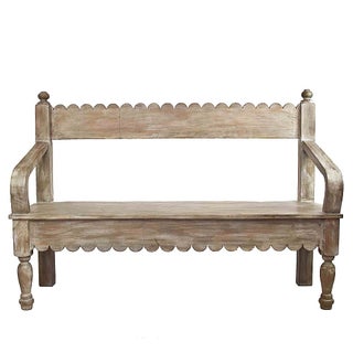 Inca Teak Scalloped Bench For Sale