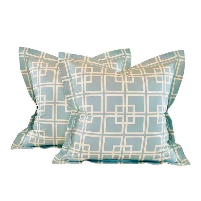 Free Spirit Designer Vicki Payne Safy-010 Blue Chinoiserie Chippendale Fretwork Lattice Trellis Fabric- 9.9 Yards For Sale In Jacksonville, FL - Image 6 of 7