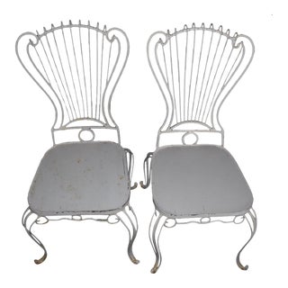 Vintage Hollywood Regency Wrought Iron Chairs - a Pair For Sale