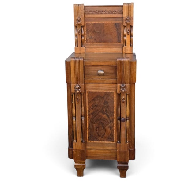 Pair of 1930 Walnut Nightstand American Art Deco Bedside Cabinet Refurbished For Sale - Image 16 of 18