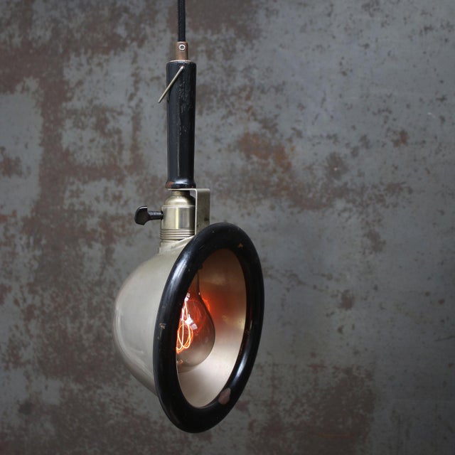 Photography Dark Room Pendant Lamp in Nickel Plating and Black Wood For Sale - Image 6 of 7