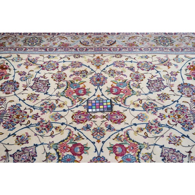 1920s Extremely Fine Persian Isfahan Wool & Silk Rug 7'0'' X 10'0'' For Sale - Image 5 of 7