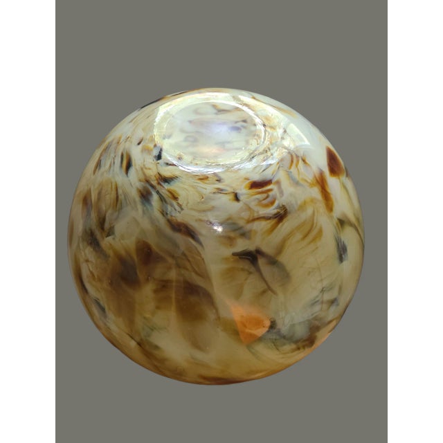 Vintage Italian Hand Blown Art Glass Amber Tan Brown Color Rose Bowl Vase For Sale - Image 6 of 8