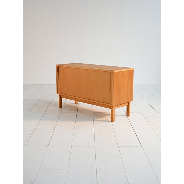 Scandinavian Oak Cabinet with Roller Door, 1960s For Sale - Image 4 of 10