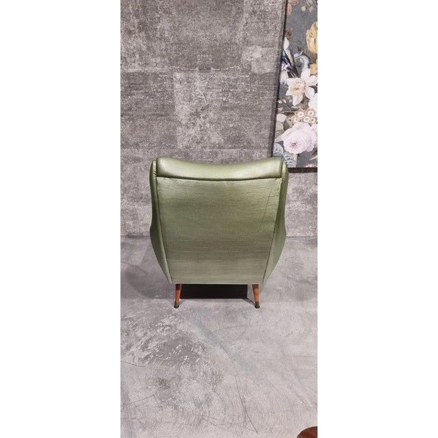 Chartreuse Mid-Century Lounge Chair in Sky and Wood, 1960s For Sale - Image 8 of 13