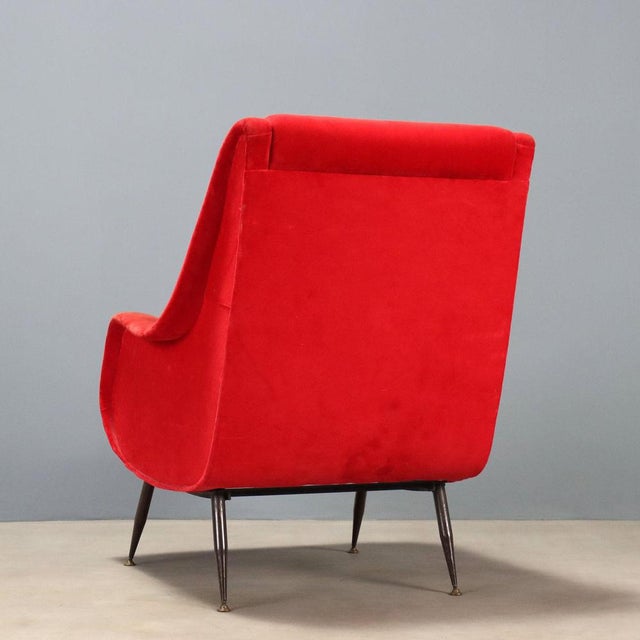 Red Vintage Red Velvet Chair, 1960s For Sale - Image 8 of 10