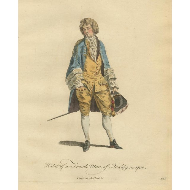Jefferys, French Man of Quality in 1700 in a Blue Coat, Jefferys Costume Plate, 1757, Engraving For Sale - Image 9 of 9