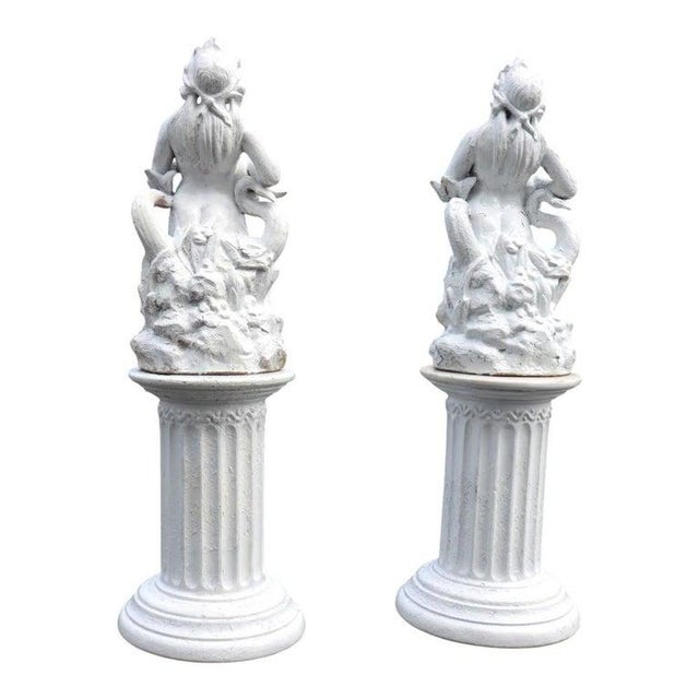 Pair of Antique Classical Figural Terra Cotta Sculptures on Stands C1890 For Sale - Image 6 of 6