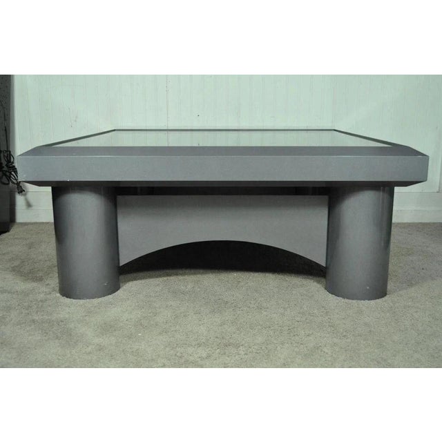 Mid-Century Modern Industrial Modern Large Custom Aluminum Gun Metal 40" Square Coffee Table For Sale - Image 3 of 10