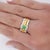 2020s 1 Carat Square Cut Emerald and Diamond Platinum & 18k Gold Ribbed Ring Size 8 For Sale - Image 5 of 9