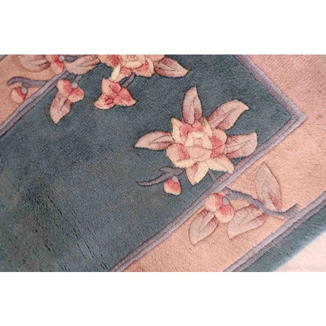 Green 1970s Handmade Vintage Art Deco Chinese Rug 2' X 3.9' For Sale - Image 8 of 10