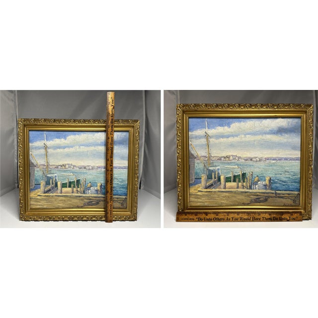John Dawson Impressionist Oil Painting: Galilee, Rhode Island Fishing Boats, 1947 For Sale - Image 10 of 10