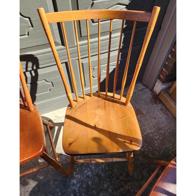 Set of 8 Stickley Solid Cherry Colonial Spindle Back Chairs For Sale - Image 4 of 8