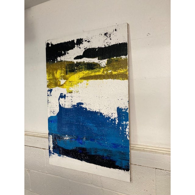 Textile Vintage Modern Mid Century Signed Abstract Oil Painting Gerhard Richter Style For Sale - Image 7 of 9