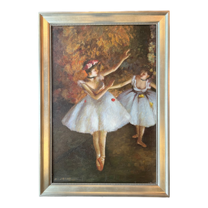 1990s Ballerina Dancers Degas Style Original Oil Painting, Framed