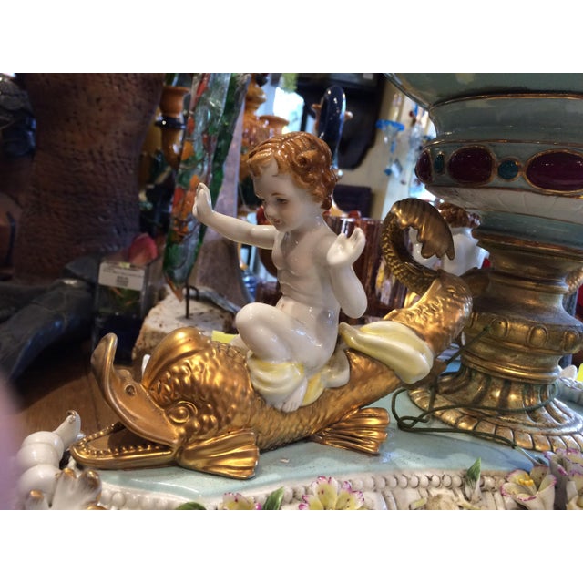 1940s Detailed Porcelain Urn Centerpiece From Germany With Sea Motif For Sale - Image 4 of 8