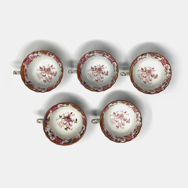 Antique Cauldon England Tea Cups and Saucers Set- 10 Pieces For Sale - Image 4 of 10
