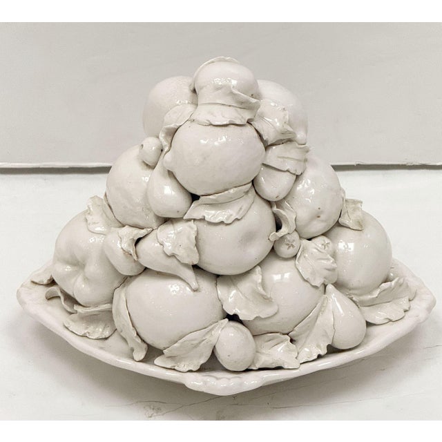 Italian Creamware Oval Centerpiece Basket With Mixed Fruit Top For Sale In Austin - Image 6 of 11