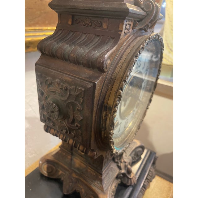 Early 19th Century Figural Bronze and Gilt Statue by Pierre Louise Deltrier Clock by Ansonia New Haven For Sale - Image 9 of 12