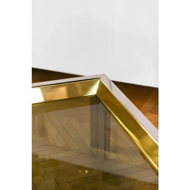 1970s Coffee Table in Brass and Chromed Metal with Glass Top, Italy, 1970 For Sale - Image 5 of 8