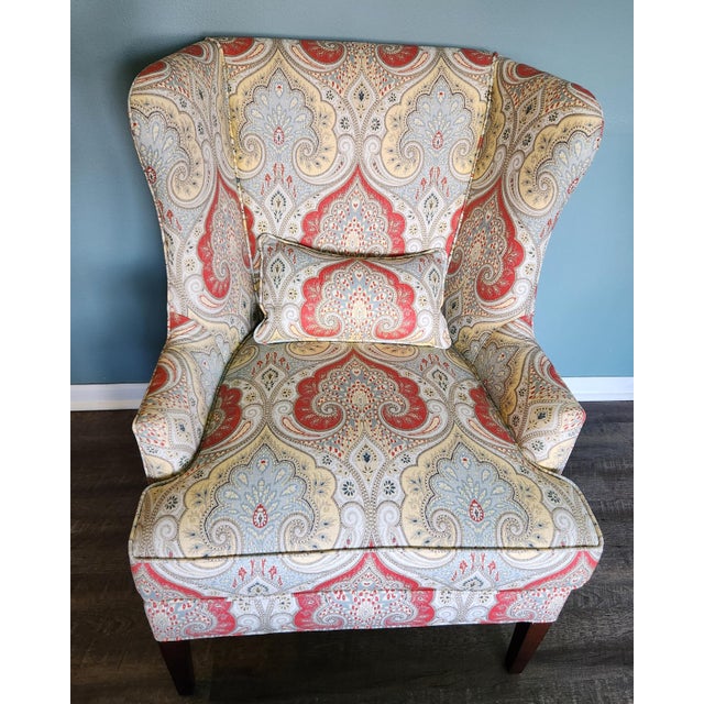 Pair of Authentic Thibaut Monterey Wing Chairs For Sale - Image 11 of 17