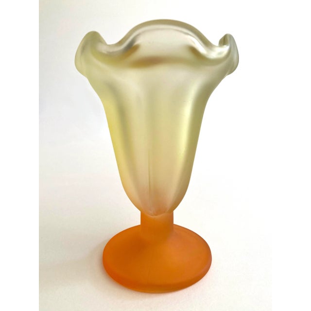 Vintage Mid Century Modern Frosted Glass Multicolor Pastel Parfait Tulip Dessert Cups - Set of 4 For Sale - Image 9 of 13