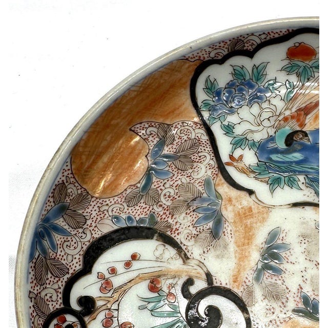 19th Century 19th C. Japanese Imari Scalloped Dish - Three-Window Phoenix Design For Sale - Image 5 of 11
