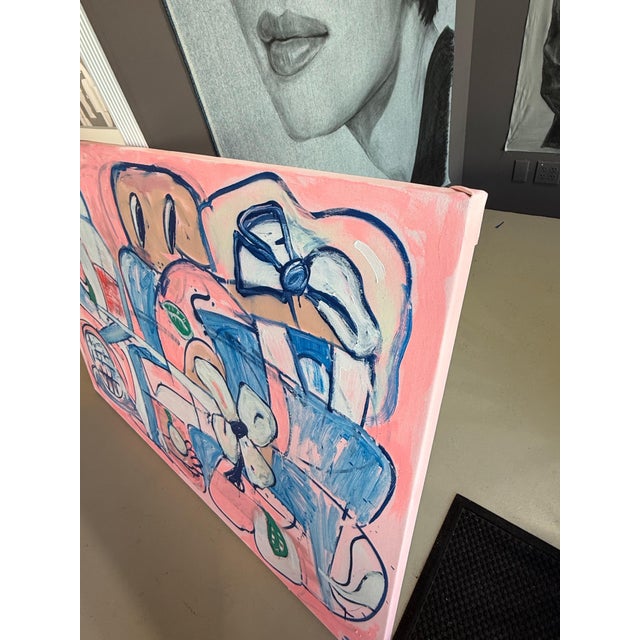 Pink Scott Harper Mixed Media Painting titled “Getting there from Here” 42 x 60 2025 For Sale - Image 8 of 11