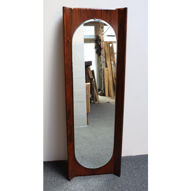 1960s Vintage Italian Modern Rosewood Wall Mirror Designed by Donati for Stil Glass For Sale - Image 5 of 12