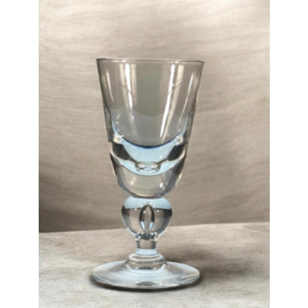 1940s Vintage Signed Steuben Crystal Tear Drop Bubble Baluster Stem Mid Century Goblet or Wine 1 of 7 For Sale - Image 5 of 8