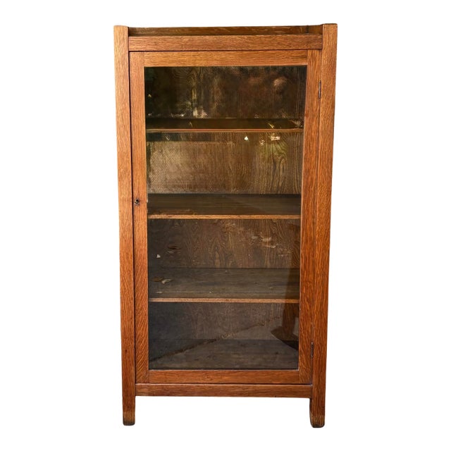 1910s Arts & Crafts Mission Oak Book Case or Cabinet For Sale