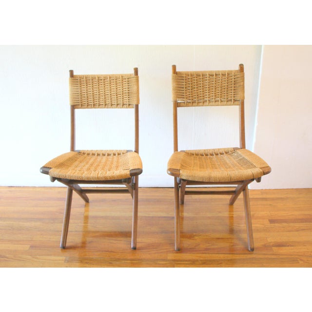 Mid-Century Modern Mid Century Modern Hans Wegner Style Pair of Chairs For Sale - Image 3 of 5