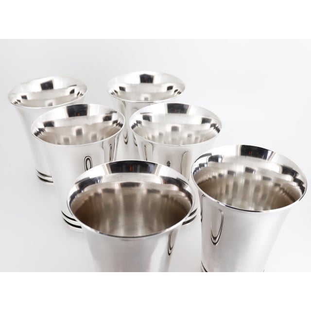 Silver Antique Set of 6 Georg Jensen Sterling Silver 'Pyramid' Cocktail Cups No. 600 A For Sale - Image 8 of 12