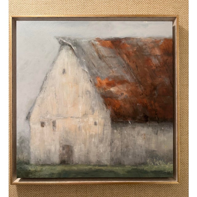 Brick Red Pair of Leftbank Art Hand-Enhanced Barn Landscapes in Custom Gallery Frames For Sale - Image 8 of 9